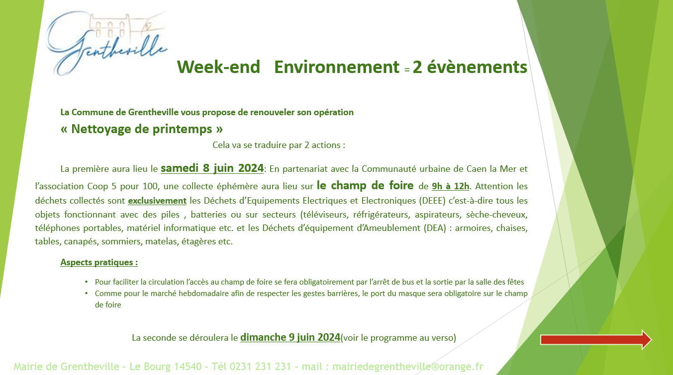 Week-end Environnement = 2 évènements le samedi 8 juin et dimanche 9 juin.